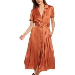 WeWoreWhat Belted Silk Dress